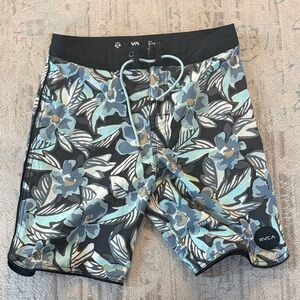 RVCA Men's Floral Board Shorts - Black, Blue, and Gray